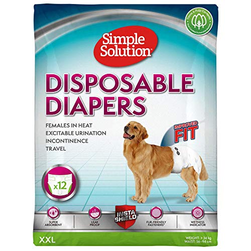 Simple Solution Pañales desechables para perros de | de ajuste a prueba de fugas súper absorbentes Indicador de humedad (paquete de 12)