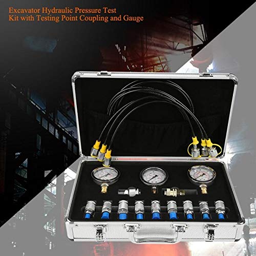 Simple y práctico Kit de prueba hidráulica profesional manómetro de presión del excavador hidráulico con las pruebas de punto de acoplamiento y el Indicador de Indicador de presión (Color : Silver)