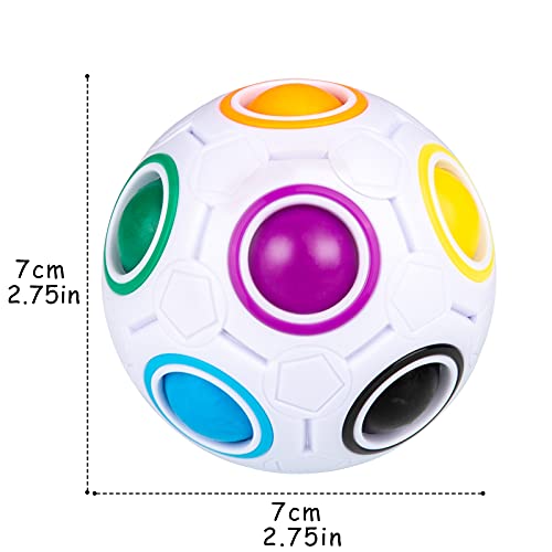 SISYS Magic Rainbow Ball 2 PCS 3D Puzzle Ball Mágica del Arco Iris Speed Cubo Pelota Mágica Arco Iris Pelota Juguetes Educativos para Niños y Descompresión para Adultos, Blanco + Blanco