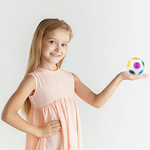 SISYS Magic Rainbow Ball 2 PCS 3D Puzzle Ball Mágica del Arco Iris Speed Cubo Pelota Mágica Arco Iris Pelota Juguetes Educativos para Niños y Descompresión para Adultos, Blanco + Blanco