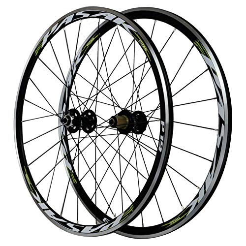 SJHFG 29 Pulgadas Rueda para Bicicletas,Buje de Ciclismo 700C Liberación Rápida Freno de Disco/Freno En V Volante de 7/8/9/10/11 Velocidades Carretera Bicicleta Rueda (Color : Green)