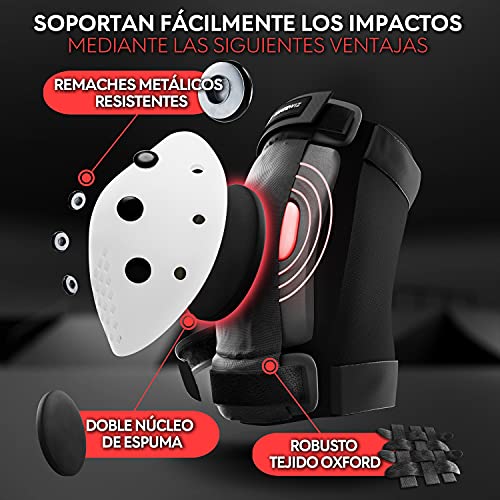 SKATEWIZ Protecciones Patines Adulto - Smash Talla L en Blanco y Negro - Protecciones Skate Adulto - Rodilleras Skate - Protecciones para Patinaje