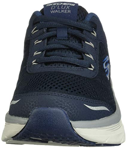 Skechers D'lux Walker, Zapatillas Hombre, Navy Leather Mesh Gray Trim, 46 EU