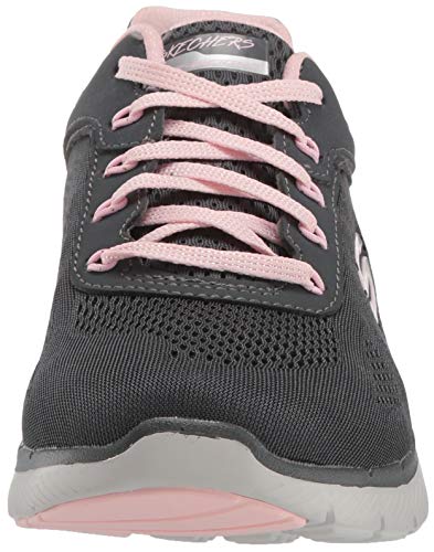 Skechers Flex Appeal 3.0-Moving Fast, Zapatillas Mujer, Gris (CCPK Black Mesh/Duraleather/Silver Trim), 39 EU