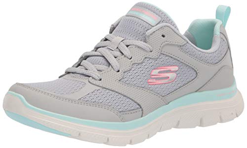 Skechers Flex Appeal 4.0 Active Flow, Zapatillas Mujer, Gris Y Azul Claro, 38 EU