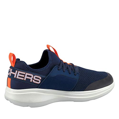 Skechers Go Run Fast Steadfast, Zapatillas sin cordones Hombre, Azul (Navy Textile/Orange Trim Nvor), 42.5 EU