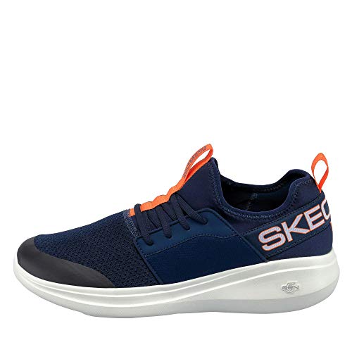 Skechers Go Run Fast Steadfast, Zapatillas sin cordones Hombre, Azul (Navy Textile/Orange Trim Nvor), 42.5 EU