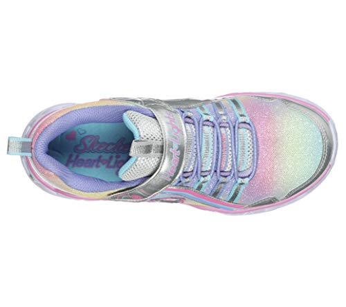 Skechers Heart Lights Rainbow Lux, Zapatillas Niñas, Plateado (Silver/Multi), 32 EU