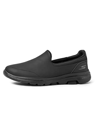 Skechers Performance Go Walk 5-Polished, Zapatillas Mujer, Negro (BBK Black Leather/Trim), 41 EU