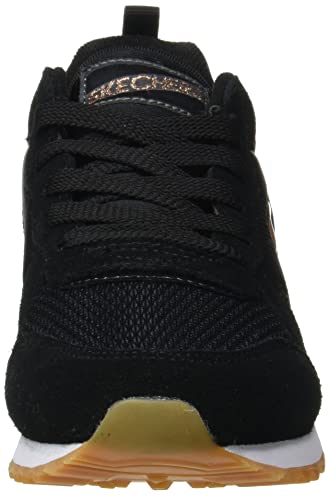 Skechers Retros-OG 85-Goldn Gurl, Zapatillas de Deporte Mujer, Negro (BLK Black Suede/Nylon/Mesh/Rose Gold Trim), 37 EU