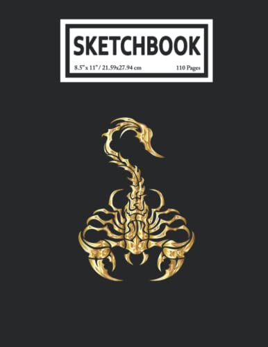 Sketchbook: Tribal Scorpion Art Scorpio Astrology Zodiac Tattoo 110 Blank Pages with Size 8.5x11 for Drawing, Writing, Painting, Sketching or Doodling