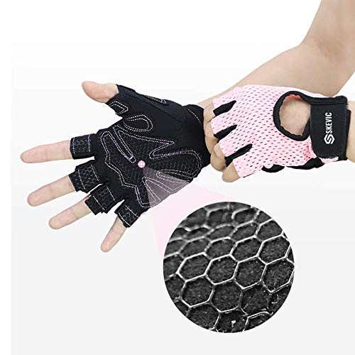 Skevic Guantes Gimnasio Hombre y Mujer - Guantes Gym Mujer Hombre para Levantamiento de Pesas, Crossfit, Ciclismo, etc. Guantes Fitness Transpirable Antideslizante con Protección de Muñeca y Palma