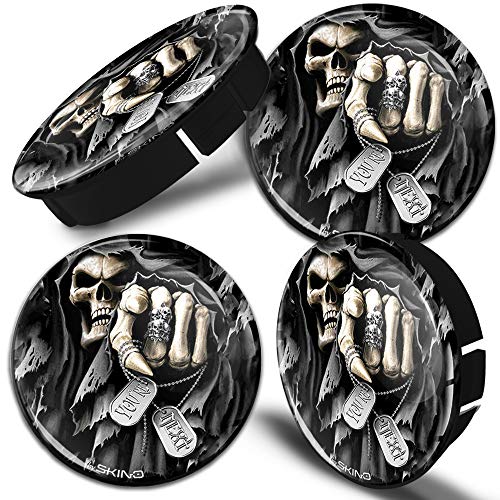 SkinoEu® 4 x 60mm Universal Tapas de Rueda de Centro Cráneo Skull Punisher Tapacubos para Llantas Coche C 13