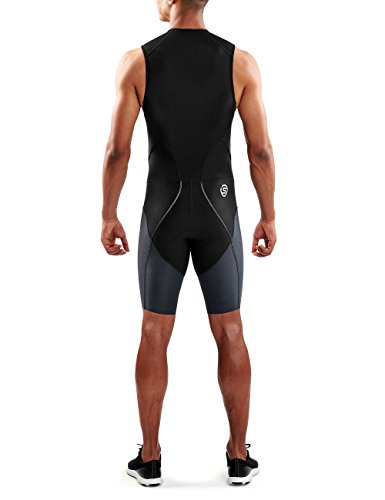 SKINS DNAmic Triathlon Skinsuit - Traje de triatlón con Cremallera Frontal para Hombre, Primavera/Verano, Hombre, Color Negro/Gris Oscuro, tamaño Small
