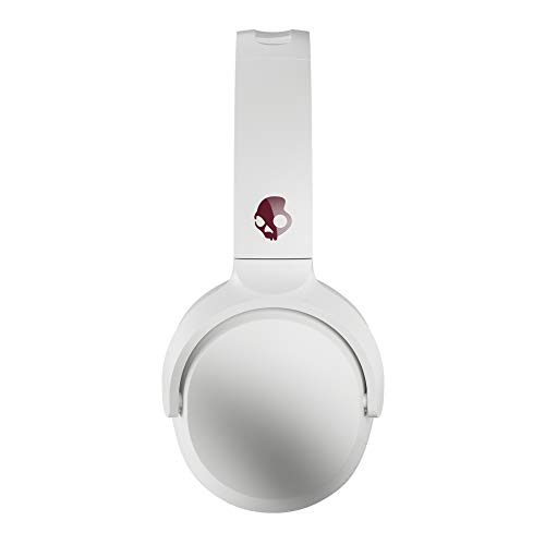 Skullcandy Riff Supraaurales Auriculares con Micrófono, Bluetooth Inalámbricos, Batería con 12 Horas de Duración, Plegables, Almohadillas Suaves con Diadema Resistente, Blanco/Carmesí