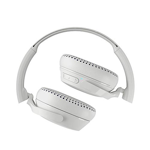 Skullcandy Riff Supraaurales Auriculares con Micrófono, Bluetooth Inalámbricos, Batería con 12 Horas de Duración, Plegables, Almohadillas Suaves con Diadema Resistente, Blanco/Carmesí