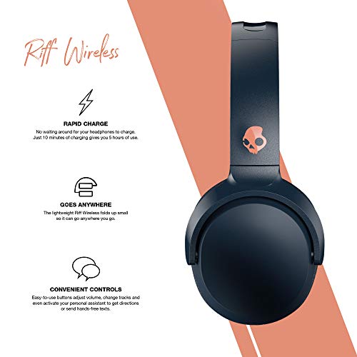 Skullcandy Riff Supraaurales Auriculares con Micrófono, Bluetooth Inalámbricos, Batería con 12 Horas de Duración, Plegables, Almohadillas Suaves con Diadema Resistente, Azul/Speckle/Atardecer
