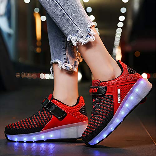 SkybirdUK 7 el cambio de color zapatos del patín tiras rodillo LED Mejoradas para Unisex-niños 32 de la UE Negro