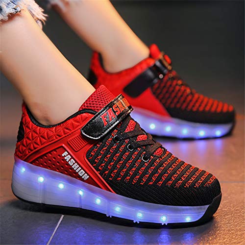 SkybirdUK 7 el cambio de color zapatos del patín tiras rodillo LED Mejoradas para Unisex-niños 32 de la UE Negro