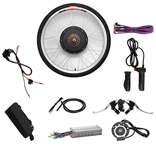 SKYWPOJU 20''24''26''27.5''700C Kit de conversión de Bicicleta eléctrica de Rueda Delantera/Trasera, 48V 1000W E-Bike Potente Kit de Motor de Cubo con Controlador Inteligente de Modo Dual Kit de con