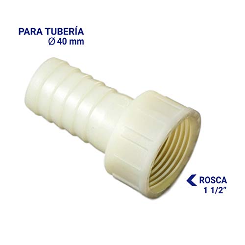 S&M 451300 Racor Hembra Tuerca Loca, 11/2" (Aprox. 46 mm), espita para Recibir tubería de 40 mm, Blanco
