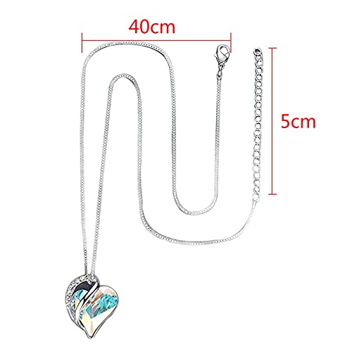 SM SunniMix Love Heart Colgante Forever Birthstone con Cristales Stone Jewelry Collar para Navidad Fiesta de cumpleaños Novia 16"+2" - púrpura