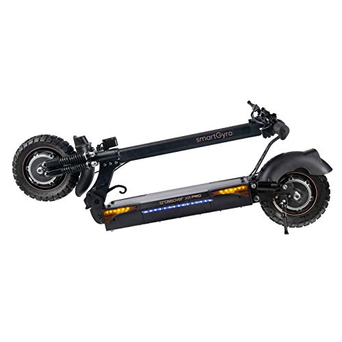 SmartGyro CrossOver Dual PRO - Patinete Eléctrico de 2400 W 48V, 2 motores de 1200W, Batería 17.500 mAh 48V, 3 velocidades, Suspensiones de doble Amortiguador, Intermitentes, Leds, Negro