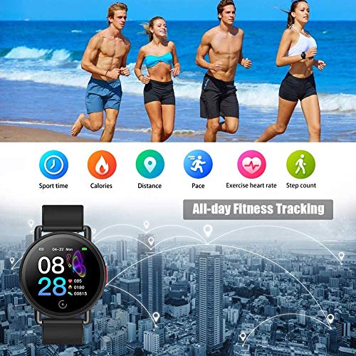 Smartwatch Pulsera Actividad Inteligente Reloj de Fitness Tracker Impermeable IP68 con Podómetro Pulsómetro Monitor de Sueño para Hombre Mujer Niños con iOS y Android