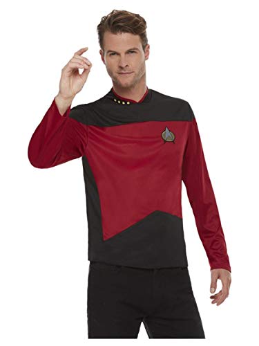 Smiffy's-Smiffys Officially Licensed Star Trek, The Next Generation Command Uniform comando oficial de la próxima generación, color rosso, S-Size 34"-36" 52341S