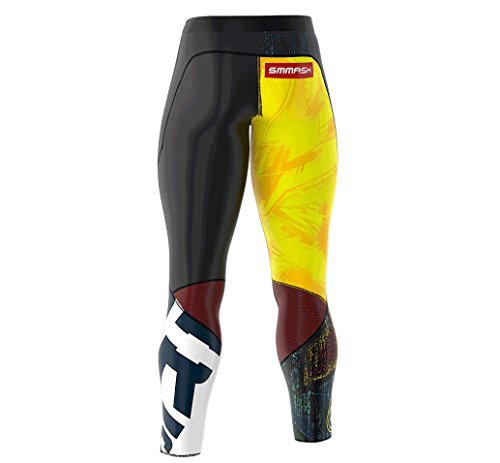 SMMASH Graffiti Deportivo Largo Leggins Hombre, Pantalones Largo Deporte Dombre por un Gimnasio de Yoga Corrientes, Material Transpirable y Antibacteriano, (L)