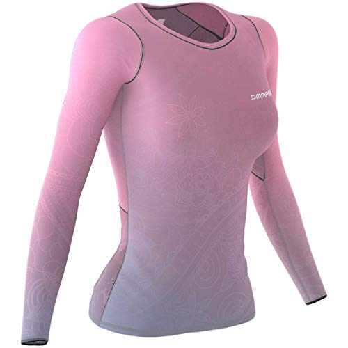 SMMASH Spiritual Deporte Camiseta de Manga Larga Mujer, Ropa Deportiva Mujer para Fitness, Yoga, Formación, Crossfit, Material Transpirable y Antibacteriano, (XS)