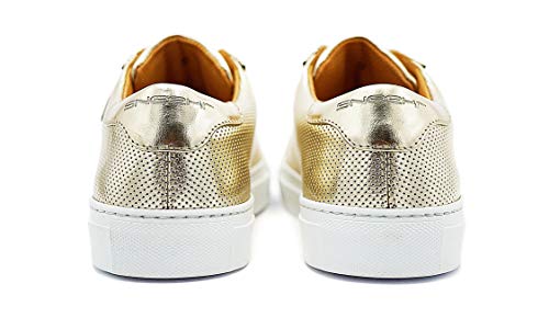 Sneekr Milano - Zapatillas italianas de primera calidad con calzador, incluye calzador, de piel auténtica, transpirables, para mujer, elegantes, fabricadas en Italia, Gold, 38 EU