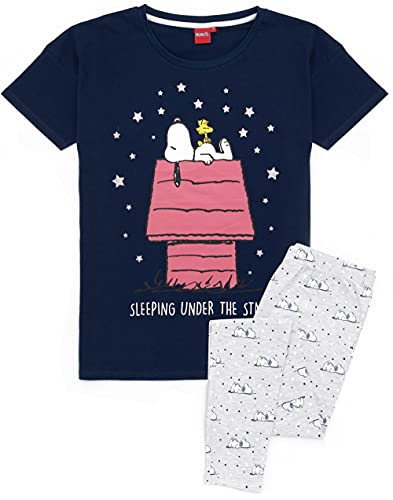 Snoopy Pijamas Señoras para Mujer Top de Fondos Largos o Cortos Opciones de Navy XL
