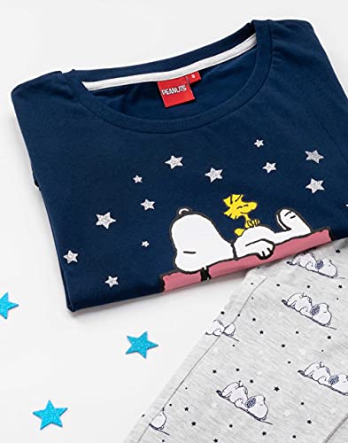 Snoopy Pijamas Señoras para Mujer Top de Fondos Largos o Cortos Opciones de Navy XL