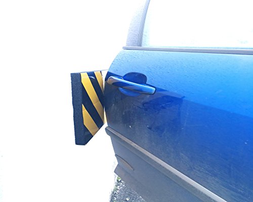 SNS SAFETY LTD Protectoras Paragolpes de Pared Parking, Autoadhesivas, en Grueso Goma Espuma, para Aparcamientos, Garajes y Almacenes, 24x18x3 cm, 4 Piezas (Negro Amarillo)