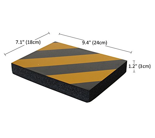 SNS SAFETY LTD Protectoras Paragolpes de Pared Parking, Autoadhesivas, en Grueso Goma Espuma, para Aparcamientos, Garajes y Almacenes, 24x18x3 cm, 4 Piezas (Negro Amarillo)