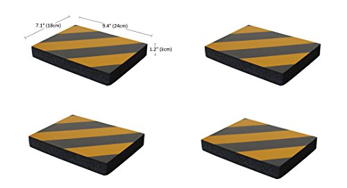 SNS SAFETY LTD Protectoras Paragolpes de Pared Parking, Autoadhesivas, en Grueso Goma Espuma, para Aparcamientos, Garajes y Almacenes, 24x18x3 cm, 4 Piezas (Negro Amarillo)