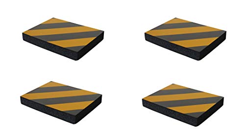 SNS SAFETY LTD Protectoras Paragolpes de Pared Parking, Autoadhesivas, en Grueso Goma Espuma, para Aparcamientos, Garajes y Almacenes, 24x18x3 cm, 4 Piezas (Negro Amarillo)