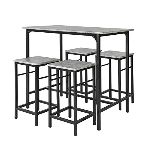 SoBuy Set Mesa Alta de Bar y 4 Taburetes Estilo Industrial OGT11-HG,ES (4 sillas)