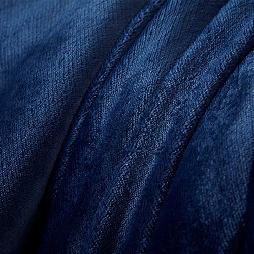 SOCHOW Manta Reversible de Sherpa y Franela, Mantas para Cama de Microfibra Ultra Suave, 150 x 200 cm, Azul Marino