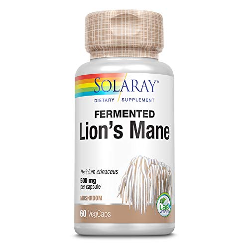 Solaray Lions Mane 500mg | Melena de Leon | Organically Grown Fermented Mushroom | 60 VegCaps