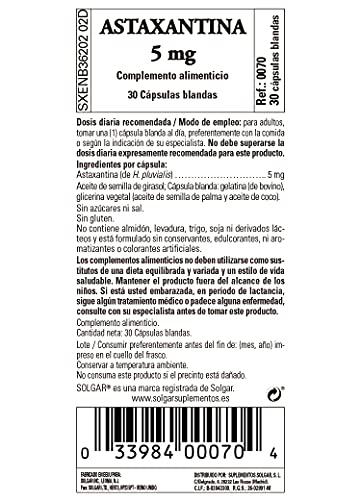 Solgar Astaxantina 5 mg (Astaxantin 5 mg) - 30 perlas
