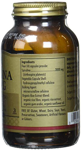 Solgar - Espirulina Vegetarian, envase de 80, 750 mg