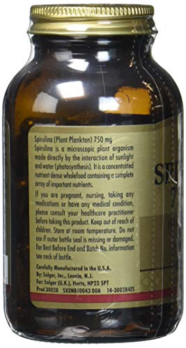 Solgar - Espirulina Vegetarian, envase de 80, 750 mg