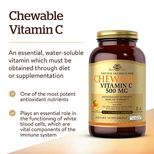 Solgar Vitamina C Masticable 500 mg, Sabor Naranja - 90 Tabletas