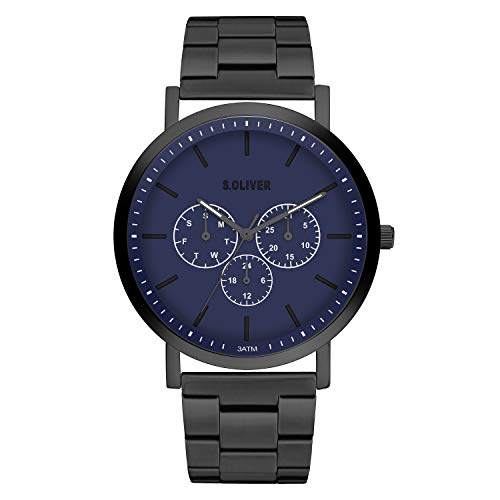 s.Oliver Reloj para Hombre de Cuarzo analógico con Correa en Acero Inoxidable SO-4130-MM