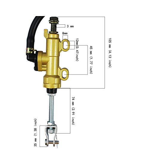 SOLLON Bomba de Cilindro Maestro de Freno Trasero para 50cc 70cc 110cc 125cc Yerf Dog 150cc Arctic Cat 700 EFI Roketa TaoTao ATV Dirt Pit Bike