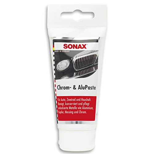 SONAX Pasta Cromo+Aluminio (75 ml) elimina corrosión, manchas y puntos ciegos | N.° 03080000-544