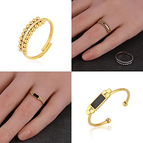 SONGK Anillo de Serpiente Anillos de Acero Inoxidable para Mujer Anillo de declaración Anillos de Mujer Punk Dedo Abierto Anillo de geometría de Color Dorado Joyería