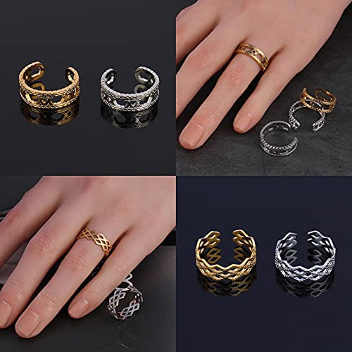 SONGK Anillos de Anillo de Color Dorado euramericano, Anillos para Mujer, Anillos de Acero Inoxidable, Anillos Abiertos para Mujer, Anillo de Cadena para Mujer, joyería Inoxidable